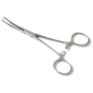 Kocher arterieklem 1x2 tanden 16 cm gebogen rvs