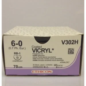 Vicryl hechtdraad 6-0 70 cm violet RB-1 naald