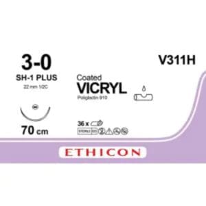 vicryl hechtdraad 3 0 70cm sh 1 plus naald violet