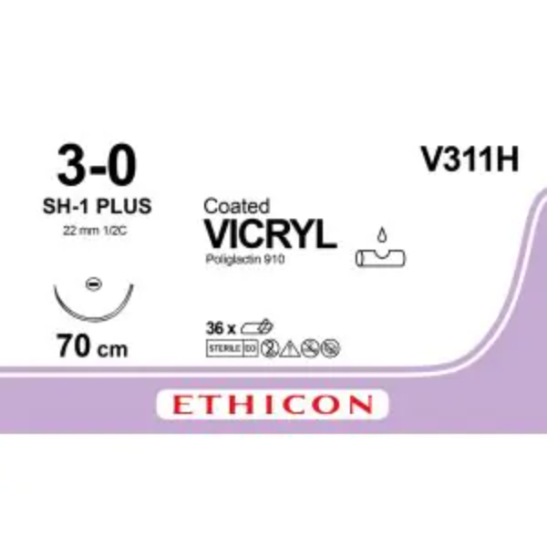 vicryl hechtdraad 3 0 70cm sh 1 plus naald violet