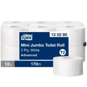 tork mini jumbo toiletpapier advanced 2 laags wit t2 170mtr10cm