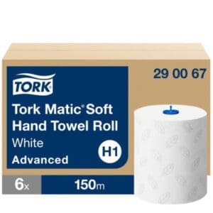 tork matic zachte handdoekrol advanced 2 laags wit h1 150mtr21cm