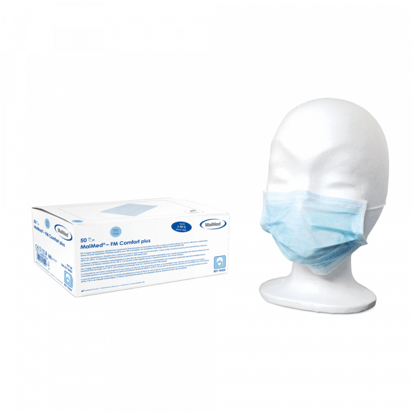 maimed fm comfort plus masker elastische bandjes 3 laags type iir blauw