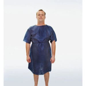 patientenhemd met korte mouwen blauw