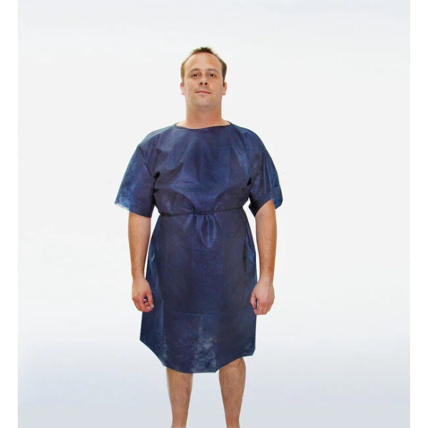 patientenhemd met korte mouwen blauw