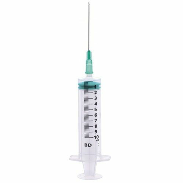 injectiespuit emerald 10ml luer slip met injectienaald 21g x 40mm