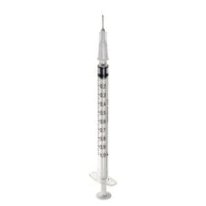 injectiespuit plastipak 3 delig 1 ml naald 27g x 10 mm grijs