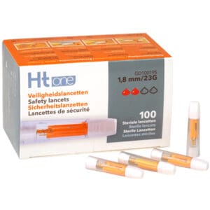 ht one veiligheidslancetten 18 mm 100 stuks in een doos steriel oranje