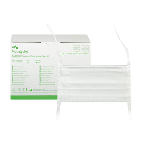 barrier chirurgisch masker type ii extra zacht vormhouder knooplinten wit