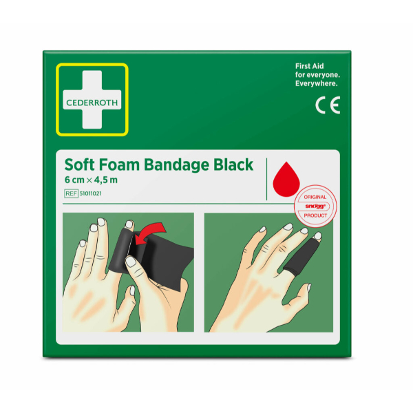cederroth soft foam bandage black 6cm x 45m