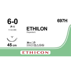 Ethilon 6-0 45 cm zwart P-1 Prime