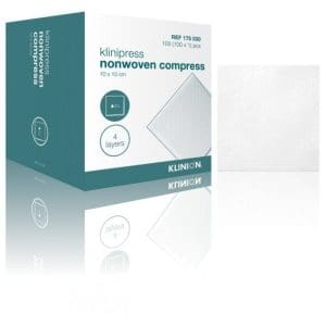 Klinion steriele gaaskompressen 10 x 10 cm per stuk verpakt non woven 4 laags