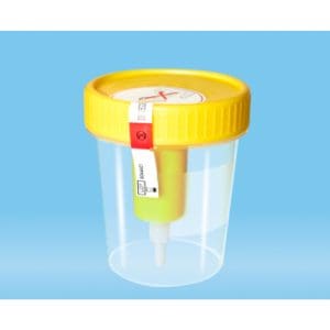 Urinebekers met gele dop